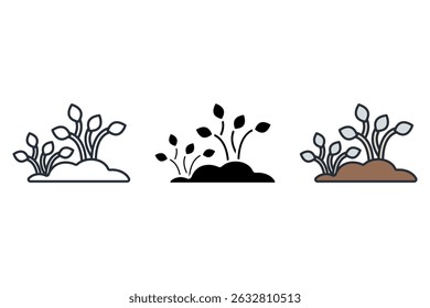 ícones de brotar isolados no fundo branco. Design de estilo plano