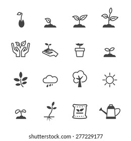 sprout icons, mono vector symbols