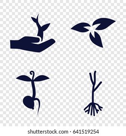Sprout icons set. set of 4 sprout filled icons such as plant, sprout