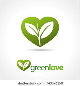 sprout inside heart symbol logo