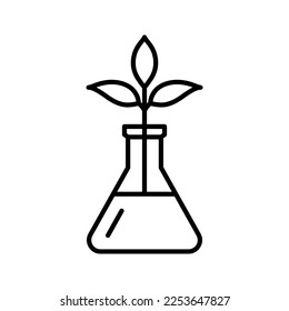 Sprout in lab flasks icon. Genetically modified sprout in flask. Vector illustration.