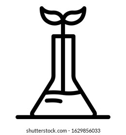 Sprout from a laboratory flask icon. Outline sprout from a laboratory flask vector icon for web design isolated on white background