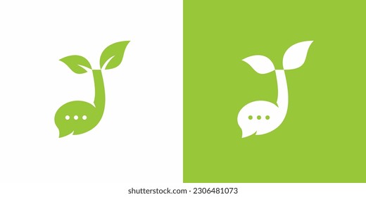 diseño del logo de sprout leaf chat talk inspiración vectorial