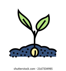 Sprossblatt Farbe Symbol Vektorgrafik. Schild aus Keimen. einzelne Symbolillustration
