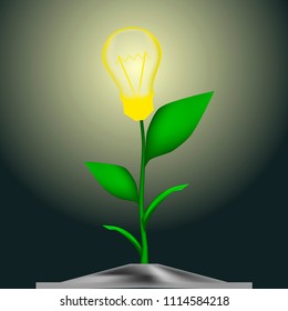 Sprout light bulb, concept ideas, vector illustration for your design in realistic style