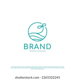 Sprout Line Art Logo Design Concept Idea