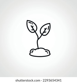sprout line icon. Little plant leaves line icon.