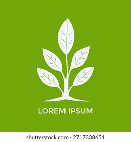 Sprout logo Isolated green background. Vector illustration.