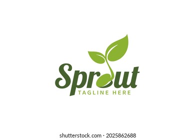 sprout logo vector graphic with lettor "O" as the sprout for any business.