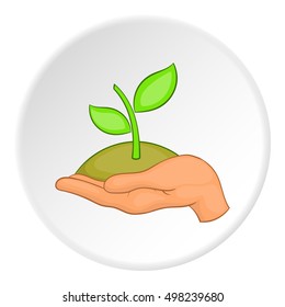 Sprout on palm logo. Flat illustration of sprout on palm vector logo for web