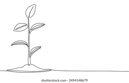 Sprout one line continuous. Sprout line art. Hand drawn vector art.