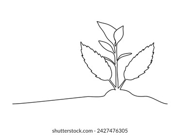 Sprout one line drawing vector illustration.