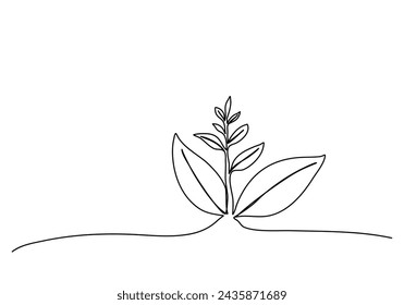Sprout one line drawing Sprout, one line drawing vector illustration.