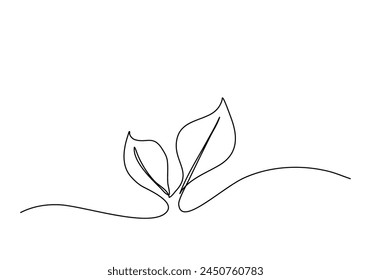 Sprout, one line drawing vector illustration.