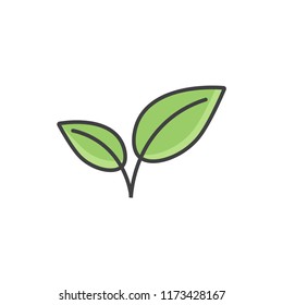 Sprout, plant colored line icon.
