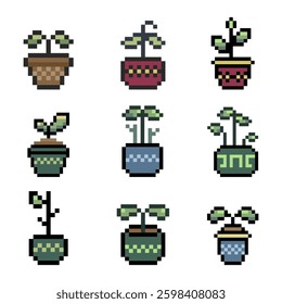 sprout plant retro pixel art
