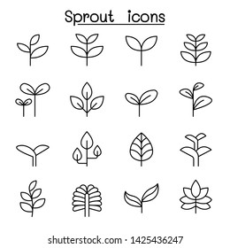Sprout, plant, treetop, leaf icon set in thin line style - Shutterstock ID 1425436247