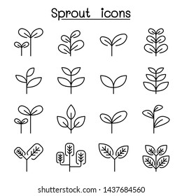 Sprout, plant, treetop, leaf icon set in thin line style - Shutterstock ID 1437684560