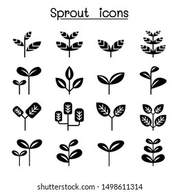 Sprout, plant, treetop, leaf icon set vector illustration graphic design - Shutterstock ID 1498611314