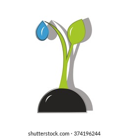 sprout plants with a water drop of dew