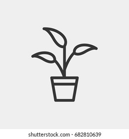 Sprout in pot  icon illustration isolated vector sign symbol