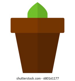 Sprout in Pot icon, vector illustration flat style design isolated on white. Colorful graphics