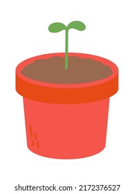 Sprout in a pot. Vector illustration