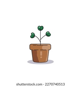 A sprout in a pot. Vector isolated illustration on white background.