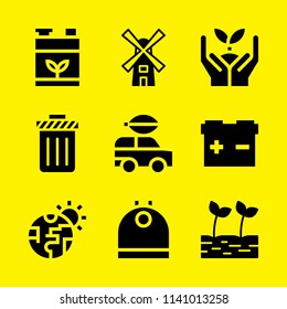 sprout, recycling bin, sprout and windmill icons set. Vector graphic design for web and application