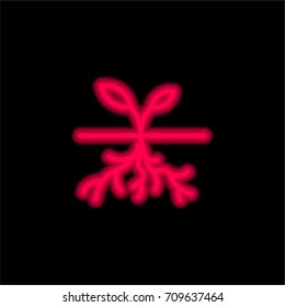 Sprout red glowing neon ui ux icon. Glowing sign logo vector