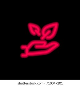 Sprout red glowing neon ui ux icon. Glowing sign logo vector