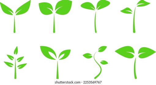 Sprout Seedling Sapling Vector Icon Set