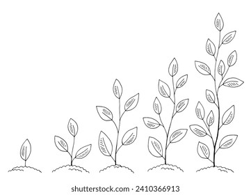 Sprout set graphic garden black white isolated illustration vector