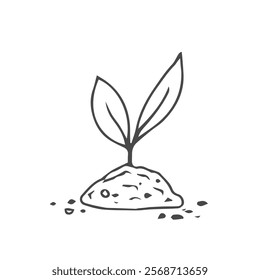 Sprout in sketch style. Garden seedlings, vector illustration.