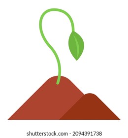 sprout in soil flat clipart vector illustration