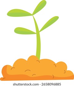 Sprout in soil Flat Illustration