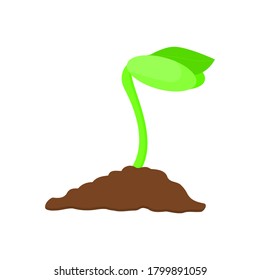 sprout with soil isolated on white background. vector illustration