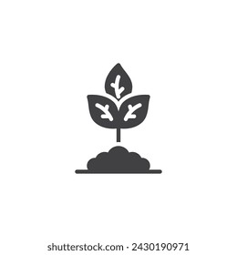 Sprout in soil vector icon. filled flat sign for mobile concept and web design. Plant growth glyph icon. Symbol, logo illustration. Vector graphics