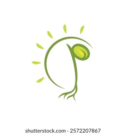 sprout and sun is a plant seed vector concept logo