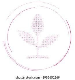 The sprout symbol filled with pink dots. Pointillism style. Vector illustration on white background
