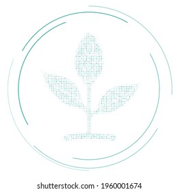 The sprout symbol filled with teal dots. Pointillism style. Vector illustration on white background