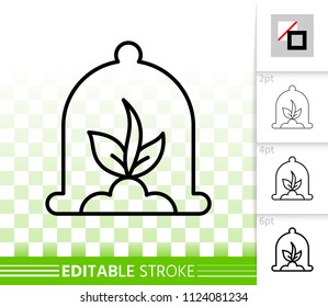 Sprout thin line icon. Outline web sign of seeds. Organic Plant linear pictogram with different stroke width. Simple vector symbol, transparent background. Sprout editable stroke icon without fill