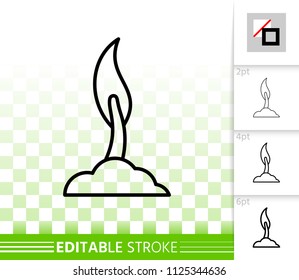 Sprout thin line icon. Outline web sign of bio seeds. Organic Plant linear pictogram with different stroke width. Simple vector symbol, transparent background. Sprout editable stroke icon without fill
