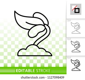 Sprout thin line icon. Outline web sign of seeds. Organic eco plant linear pictogram with different stroke width. Simple vector symbol, transparent background. Sprout editable stroke icon without fill