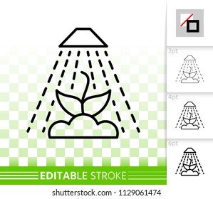 Sprout thin line icon. Outline web sign of bio seeds. Organic plant linear pictogram with different stroke width. Simple vector symbol, transparent background. Sprout editable stroke icon without fill