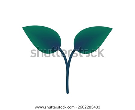 Sprout with two leaves green gradient illustration. Spring, planting and nature design element. Isolated vector image