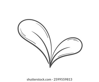 Sprout with two rounded leaves line illustration. Spring, planting and nature design element. Isolated vector image