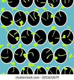 sprout vector bean grass pot seamless pattern