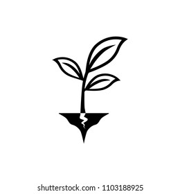 sprout vector icon with ground. Illustration on a flat design style. EPS 10. Suitable for ecology, agriculture theme.