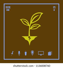 sprout vector icon with ground. Illustration on a flat design style. EPS 10. Suitable for ecology, agriculture theme.